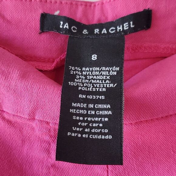 ZAC & RACHEL HOT PINK CAPRI CROPPED PANTS SIZE 8 PULL ON ELASTIC PREPPY - Picture 2 of 6